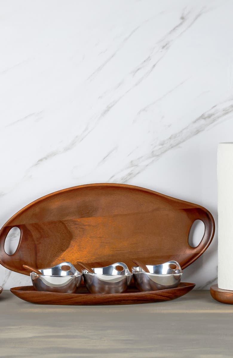 Nambé Portables Triple Condiment Serving Set, Alternate, color, Brown