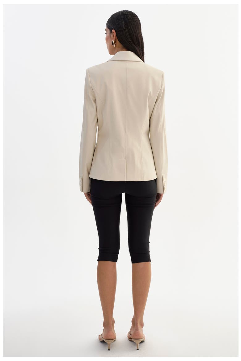 Davie | Faux Leather Fitted Blazer, Alternate, color, Bone