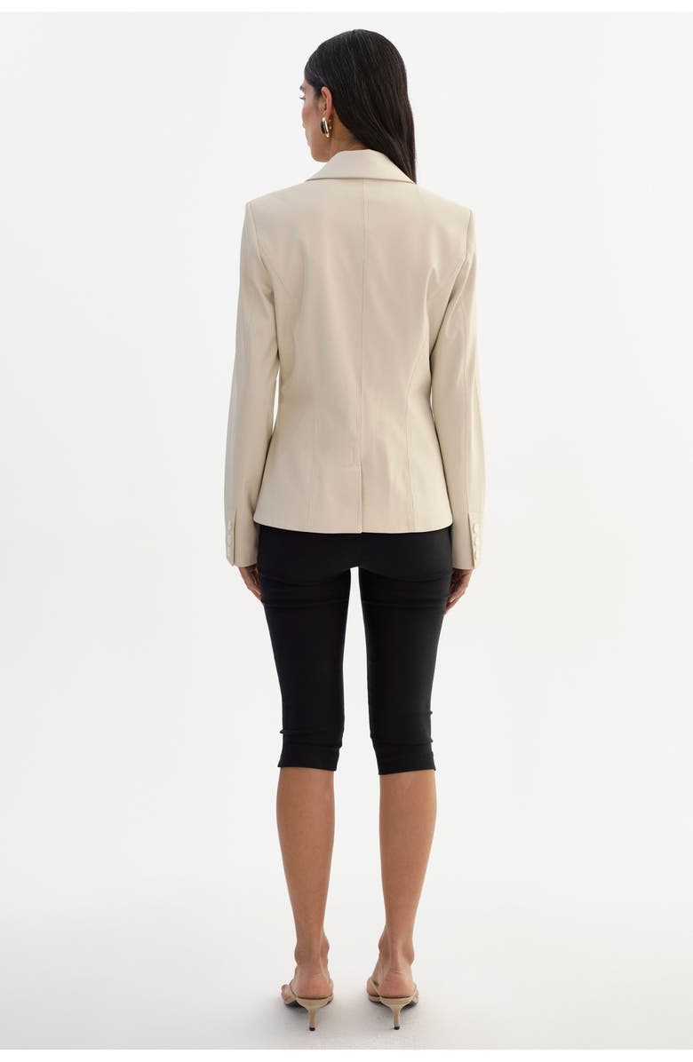 LAMARQUE Davie | Faux Leather Fitted Blazer, Alternate, color, Bone