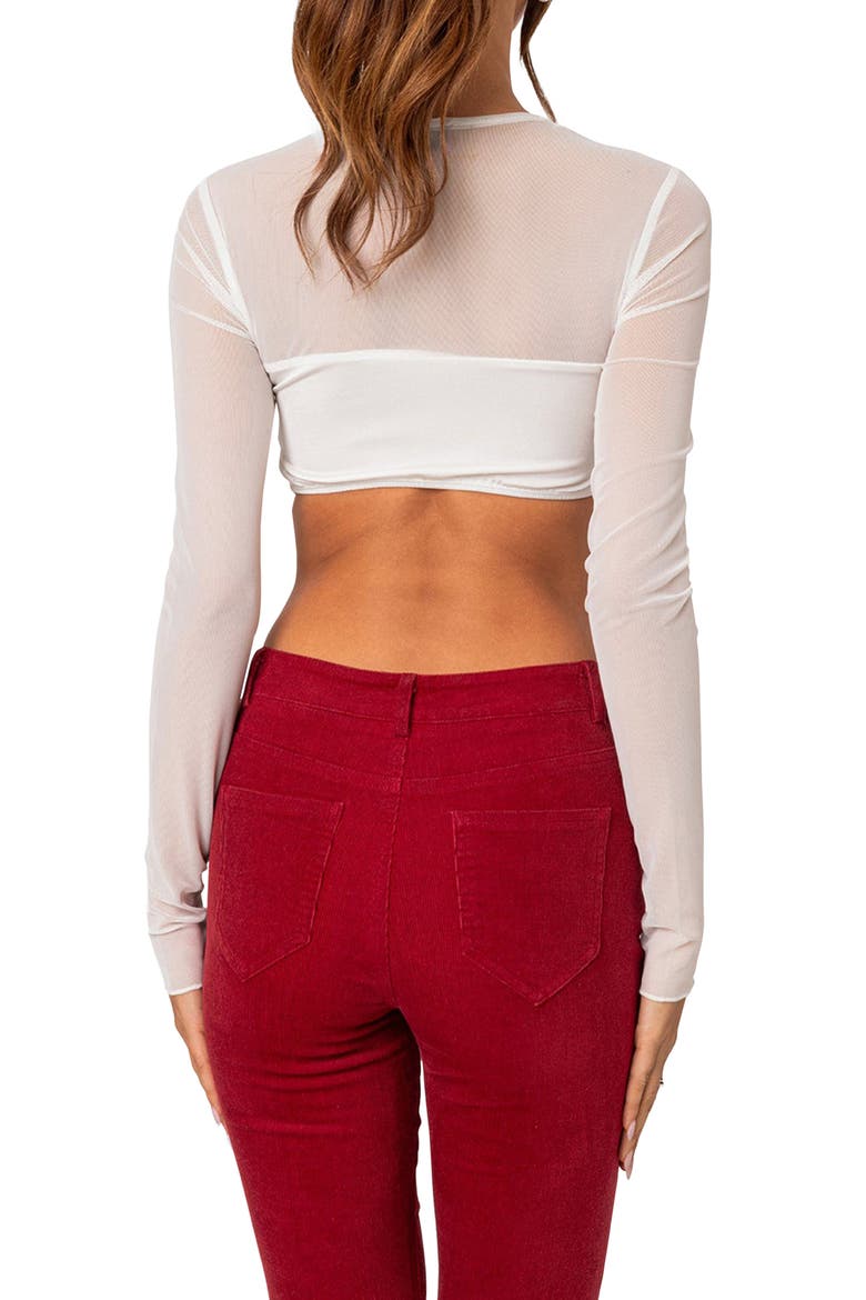 Night Out Sheer Crop Top, Alternate, color, WHITE
