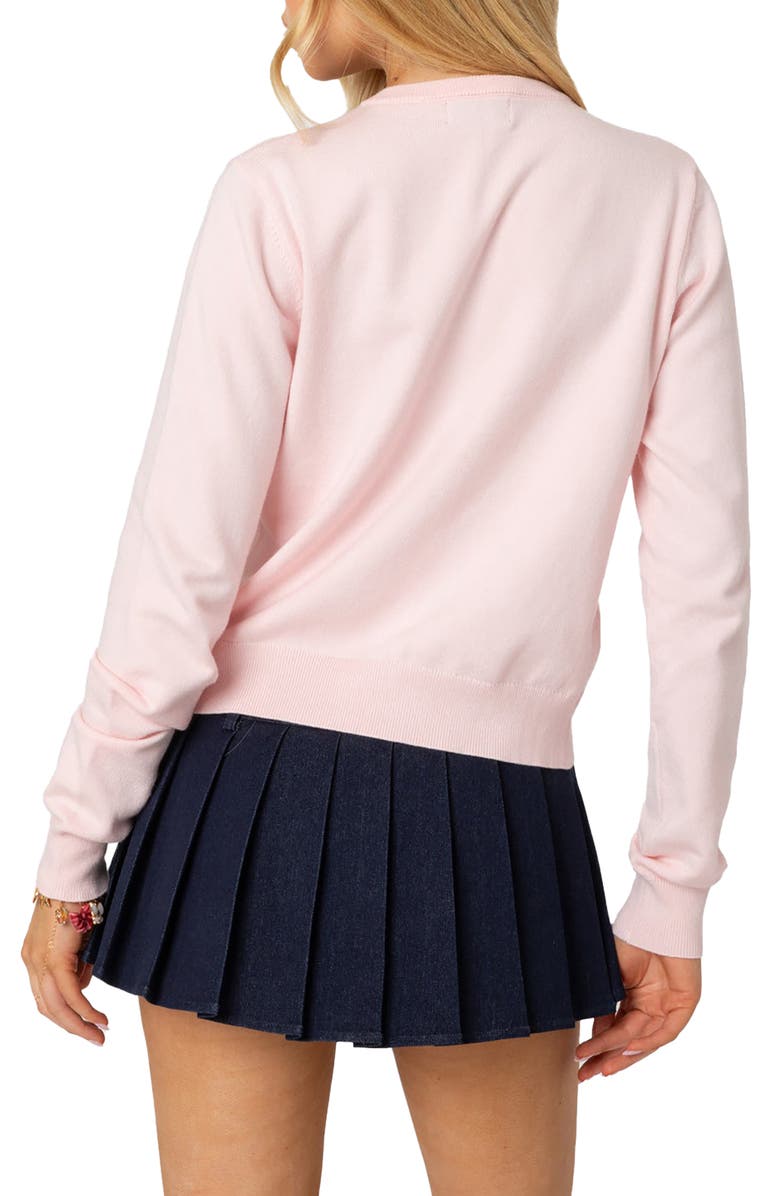 EDIKTED Shlo Crewneck Cardigan, Alternate, color, Light-Pink