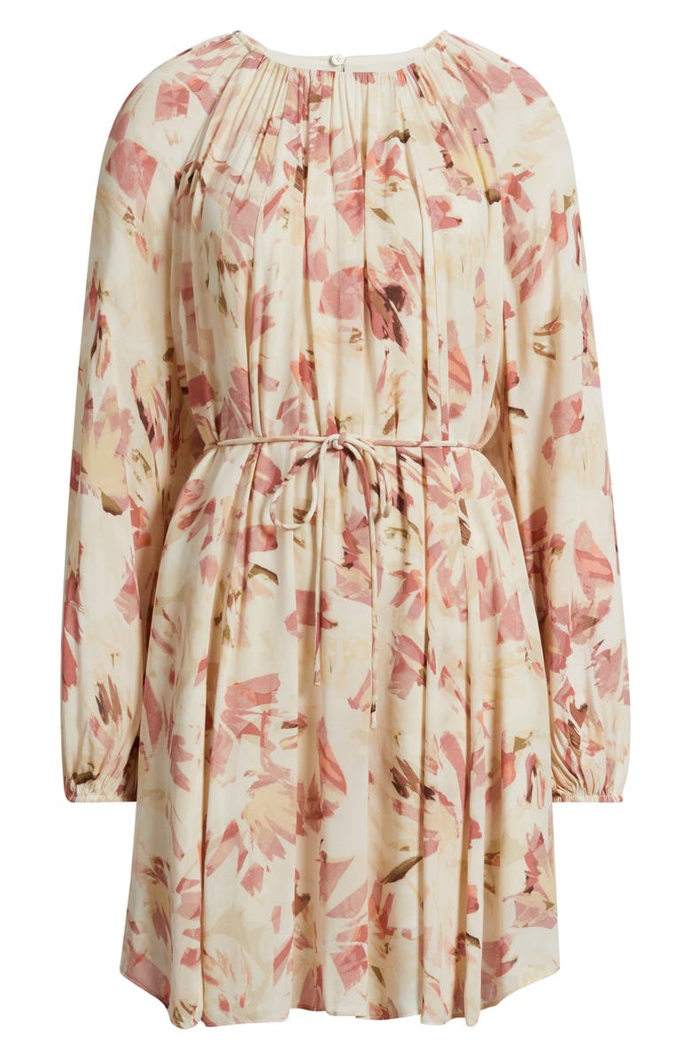 Nordstrom Floral Print Long Sleeve Minidress, Alternate, color, Ivory-Pink Canvas Bloom