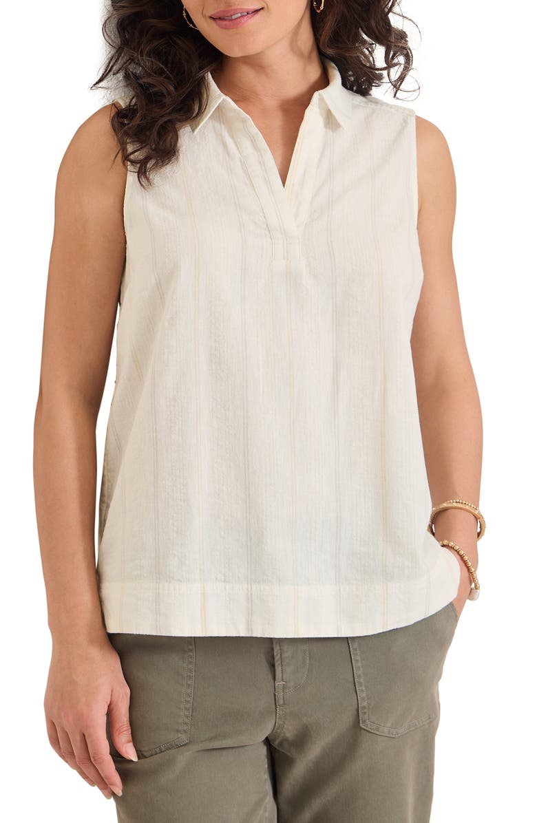 Tommy Bahama Palm View Stripe Sleeveless Linen & Cotton Top, Main, color, 