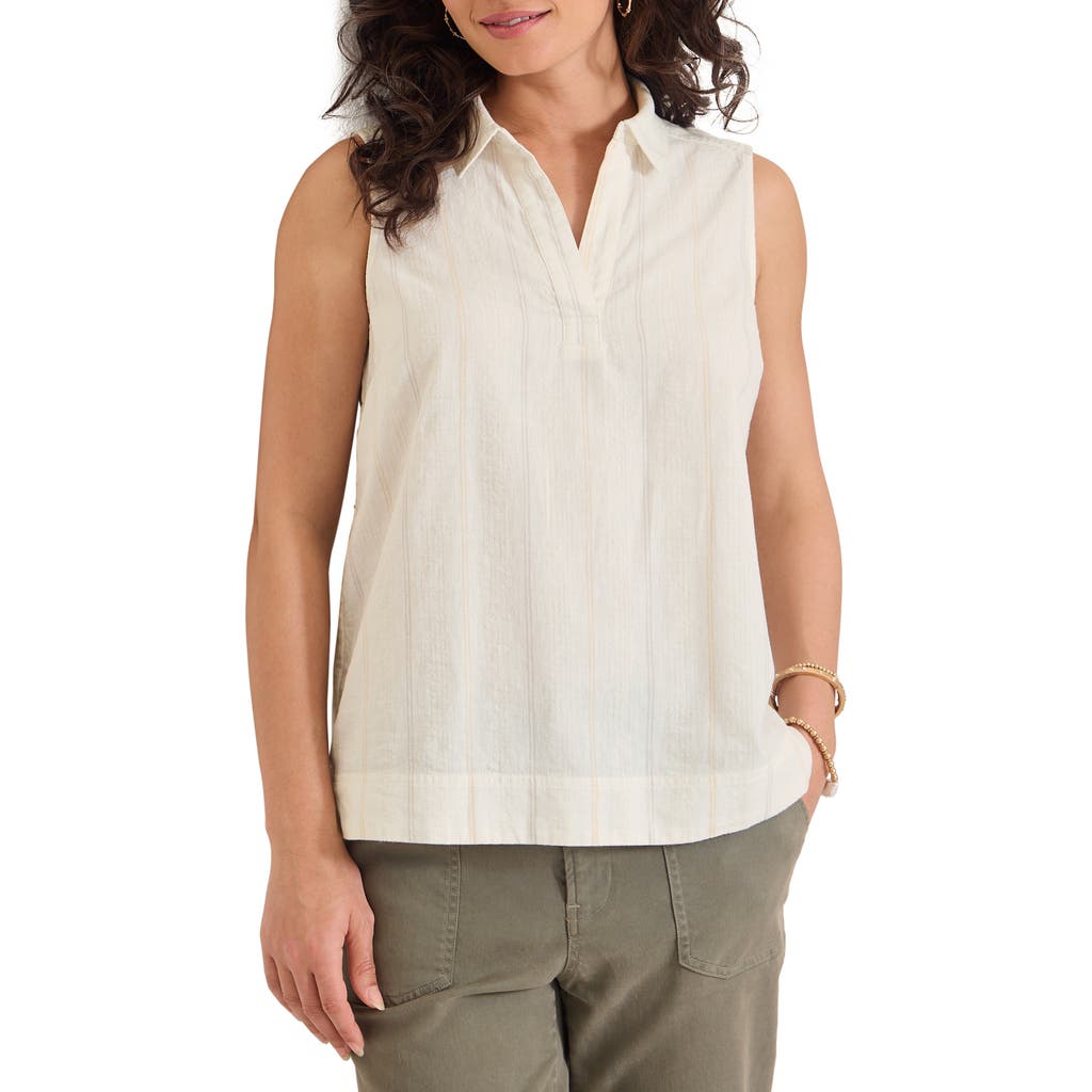 TOMMY BAHAMA TOMMY BAHAMA PALM VIEW STRIPE SLEEVELESS LINEN & COTTON TOP