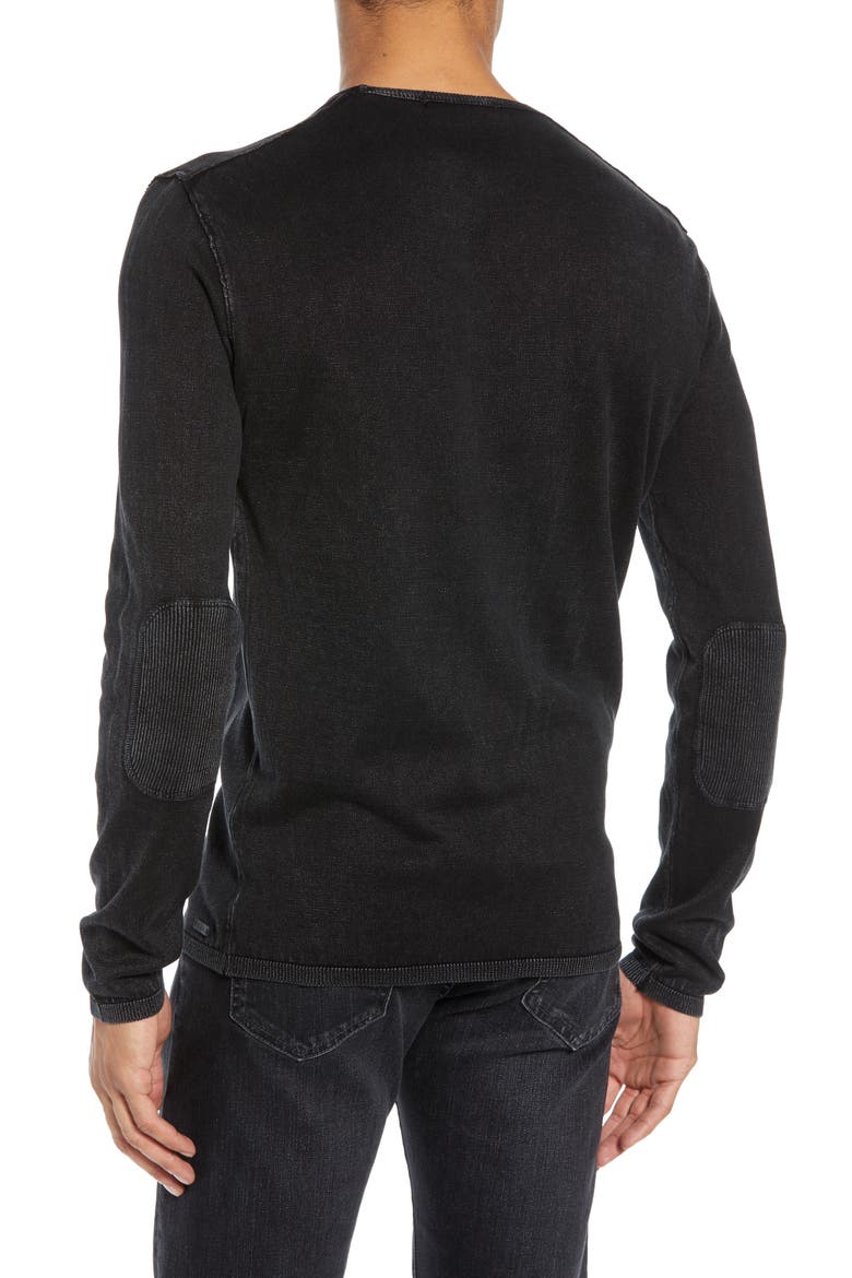 Walter Long Sleeve Acid Wash Crewneck T-Shirt, Alternate, color, BLACK