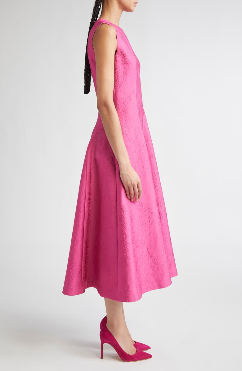 Emilia Wickstead Mara Floral Cloqué Fit & Flare Dress, Alternate, color, Hot Pink