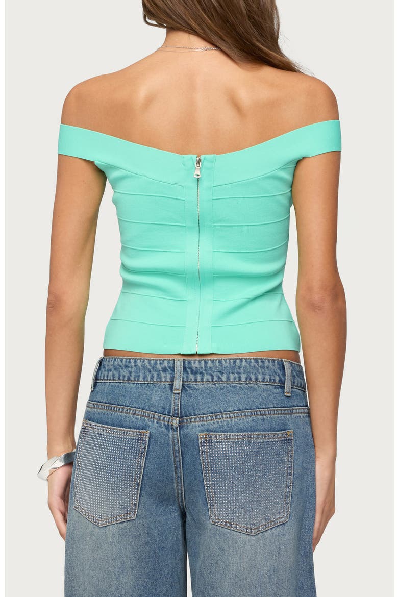 Niva Off the Shoulder Bandage Knit Top, Alternate, color, AQUA