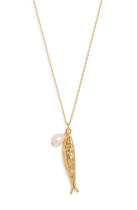 Freshwater Pearl Fish Pendant Necklace