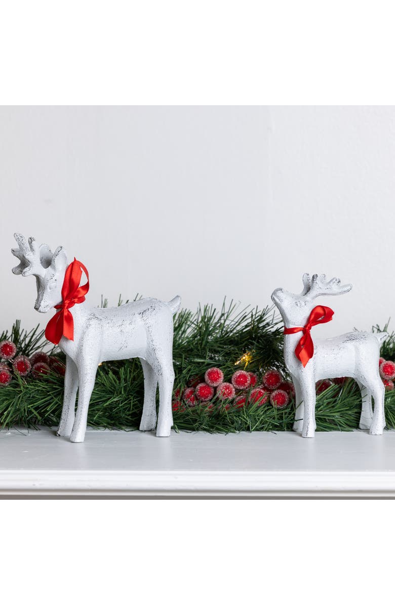 Transpac Off White Metal Reindeer Set of 2 Christmas Decor Figurines, Alternate, color, Off-White