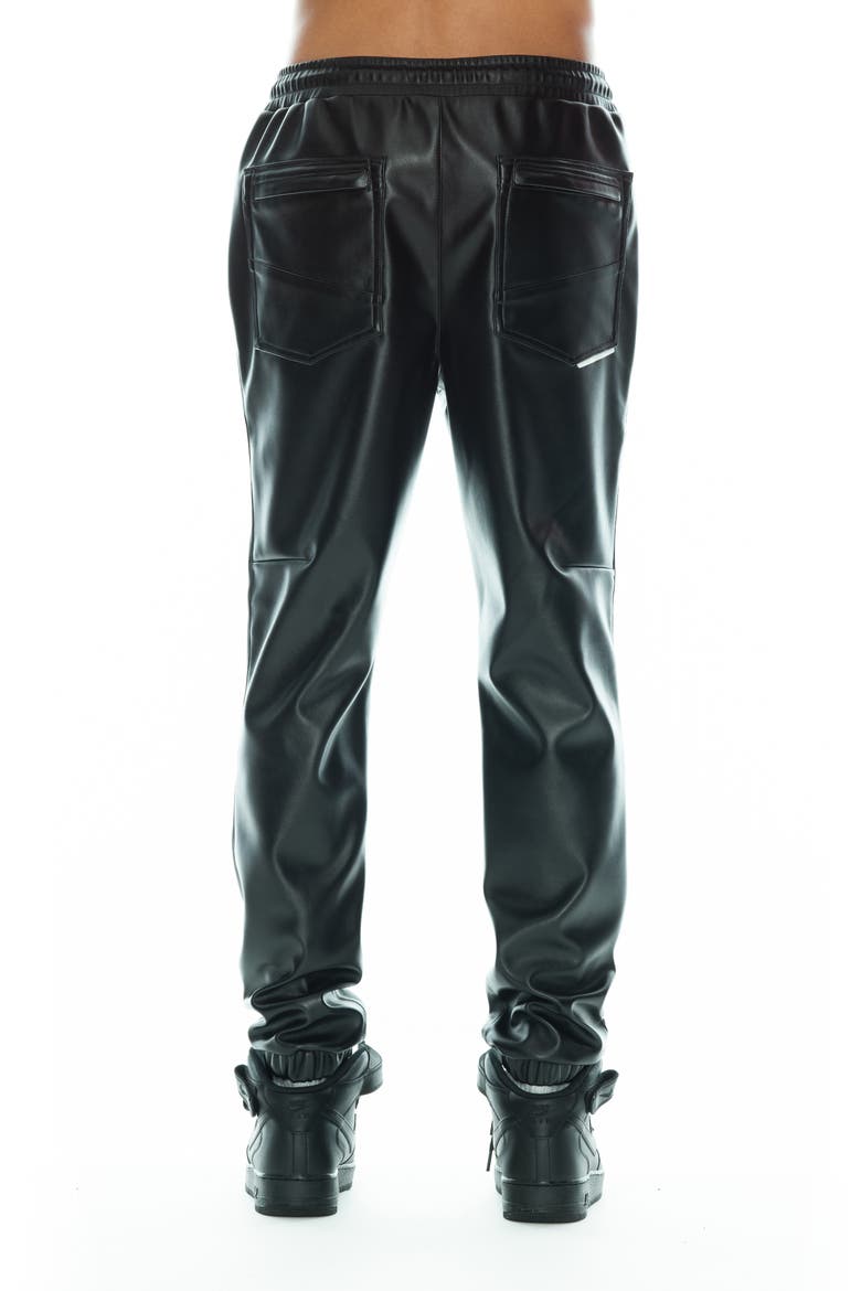 Faux Leather Joggers, Alternate, color, BLACK