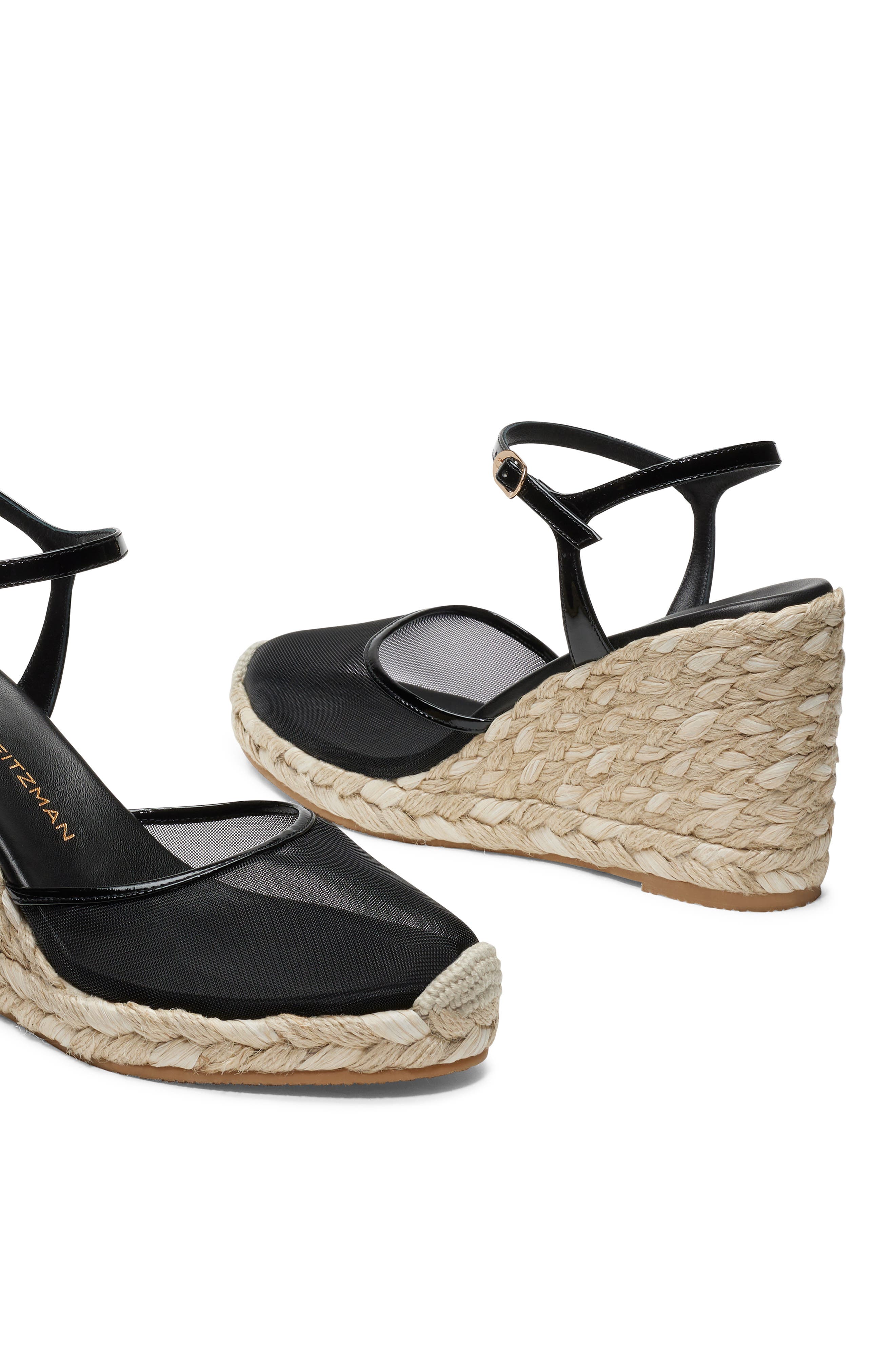 Stuart Weitzman Bareitall Espadrille Wedge, Alternate, color, Black