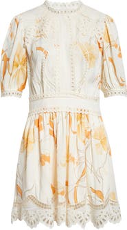 Reiss Lacey Print Eyelet Minidress