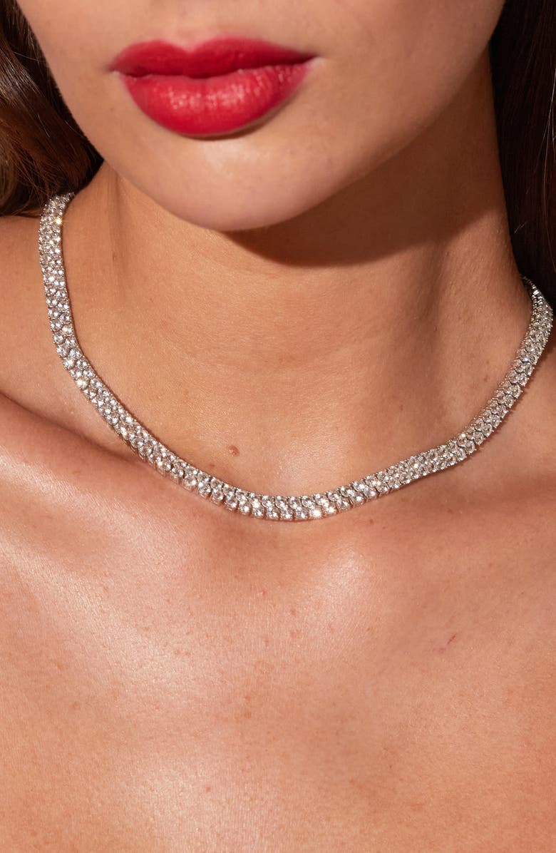 Aurate New York Lab Grown Sapphire Double Row Tennis Necklace, Alternate, color, White Vermeil