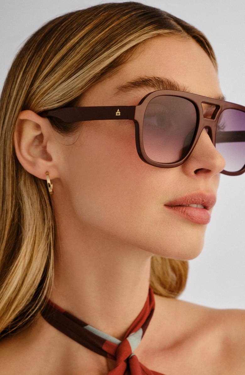 AIRE Whirlpool 53mm Aviator Sunglasses, Alternate, color, Burgundy / Warm Smoke Grad