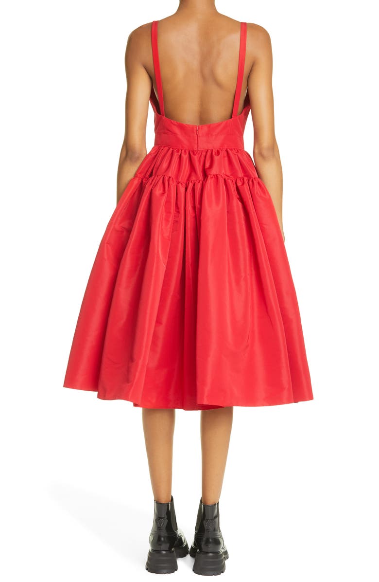 McQueen Alexander McQueen Open Back Fit & Flare Midi Dress, Alternate, color,