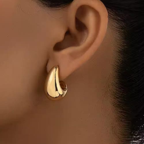 Hollywood Sensation Dome Huggie Teardrop Earrings In Gold