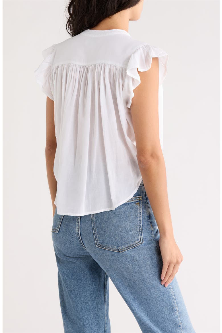 Flutter Sleeve Top, Alternate, color, WHITE