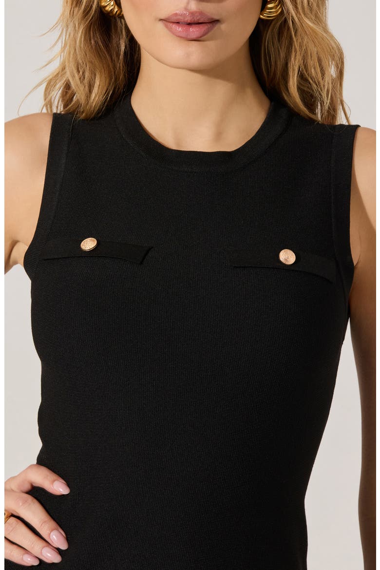 Pleated Sleeveless Sweater Minidress, Alternate, color, BLACK