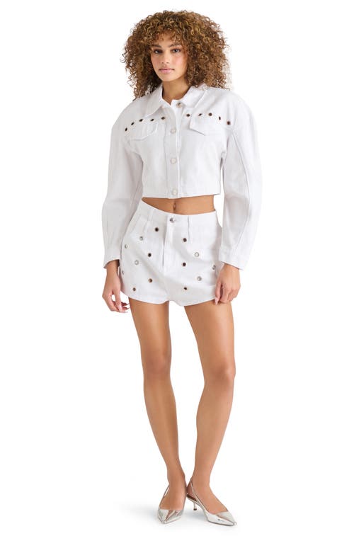Steve Madden Damiani Grommet Denim Shorts In White
