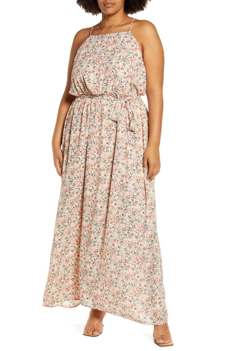 Halogen<sup>®</sup> Sleeveless Printed Maxi Dress, Main, color,
