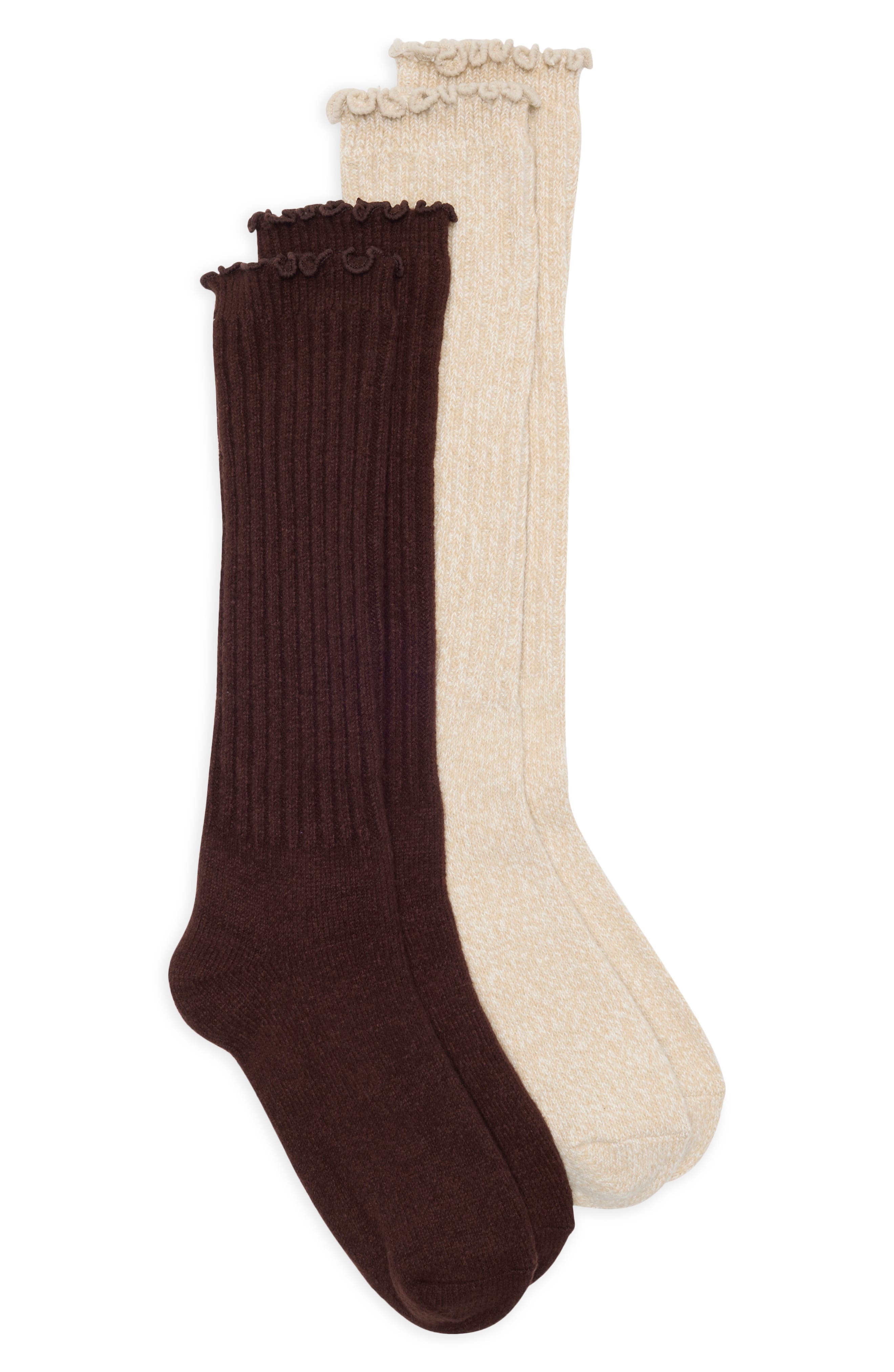 2-Pack Soft Lettuce Edge Knee High Socks