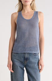 Vince Beachy Linen Open Stitch Tank