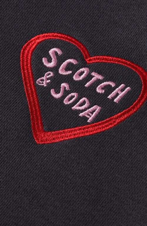 Scotch & Soda Embroidered Regular Fit Crewneck Sweatshirt In Black