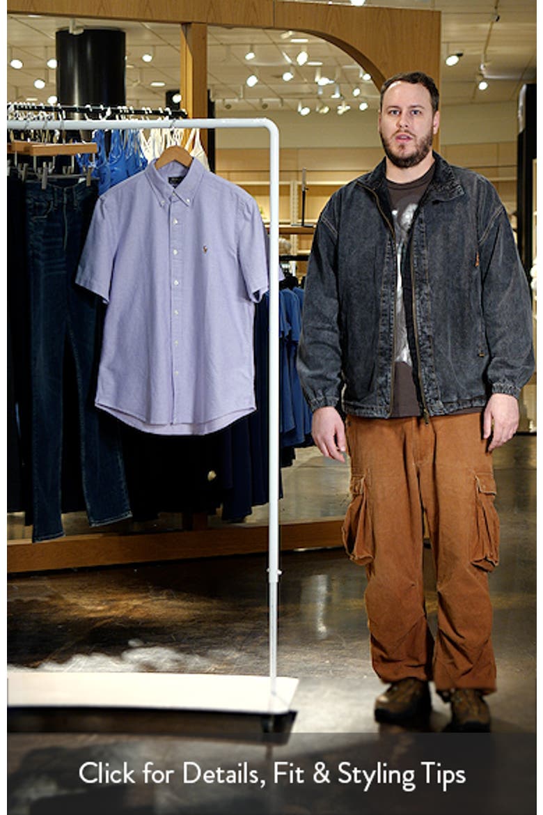 Classic Fit Solid Purple Short Sleeve Button-Down Oxford Shirt video