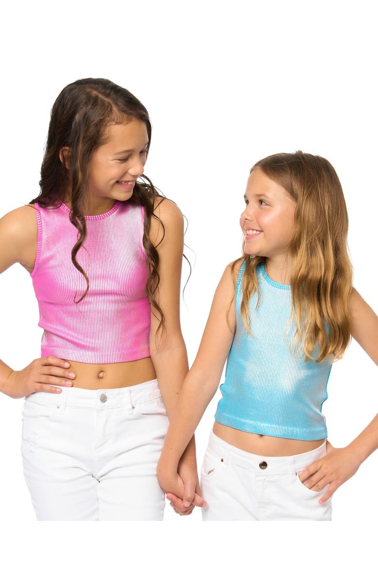 Metallic paint ribbed top - Big Kid, Alternate, color, Metallic Black