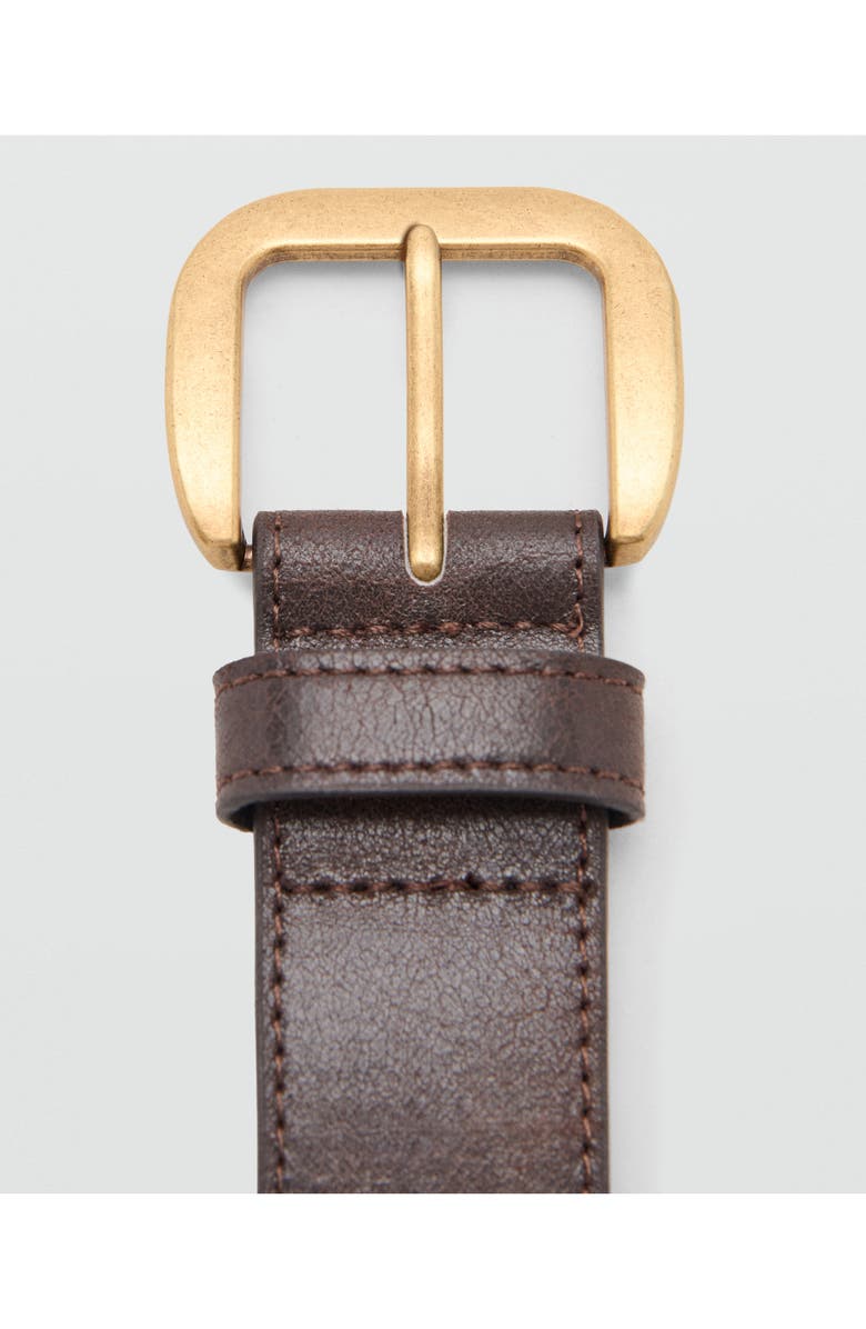 MANGO Square Buckle Belt, Alternate, color, Chocolate