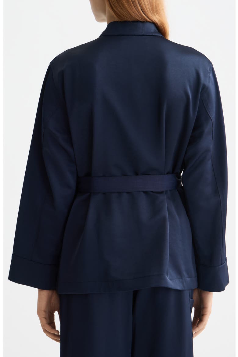 Tie Waist Satin Blazer, Alternate, color, PEACOAT