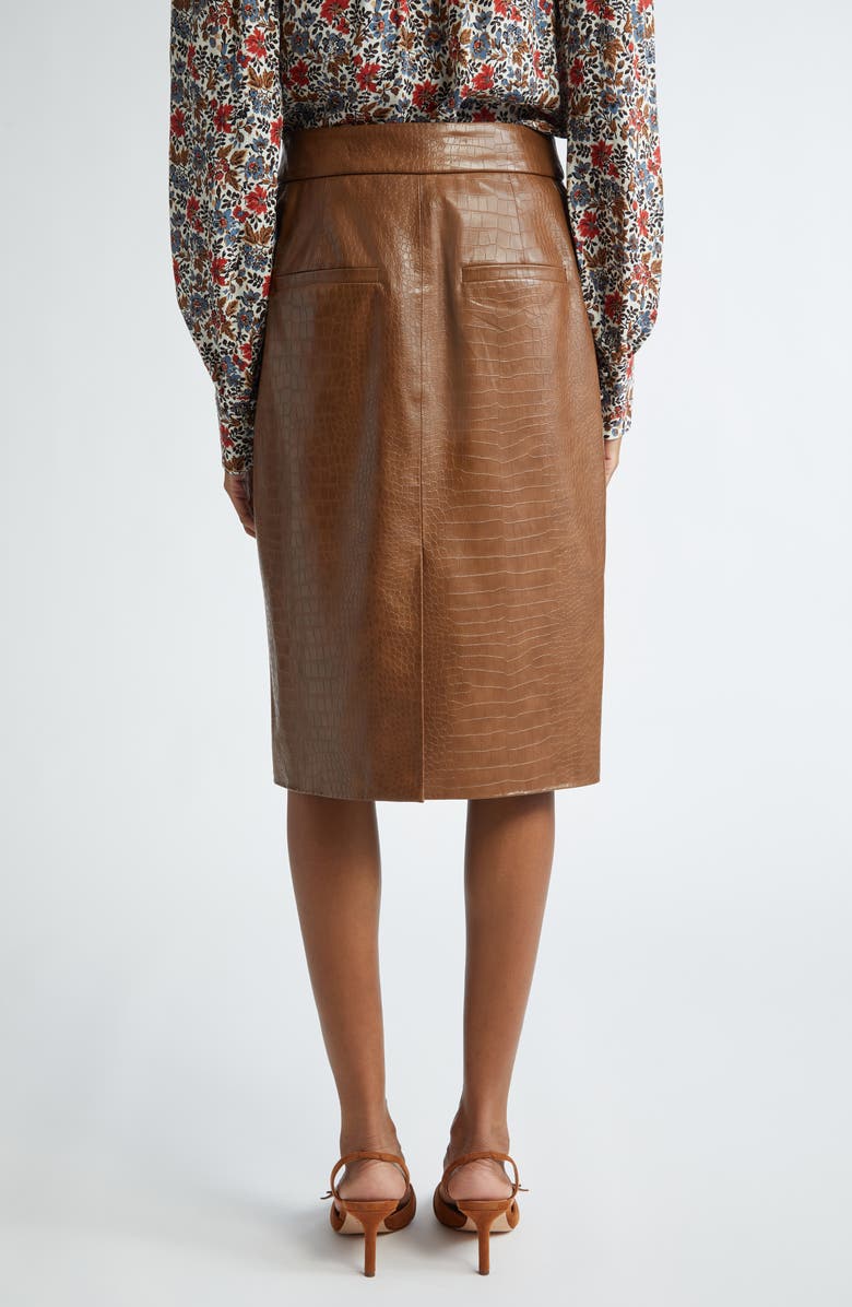 Veronica Beard Ascher Croc Embossed Faux Leather Skirt, Alternate, color, 