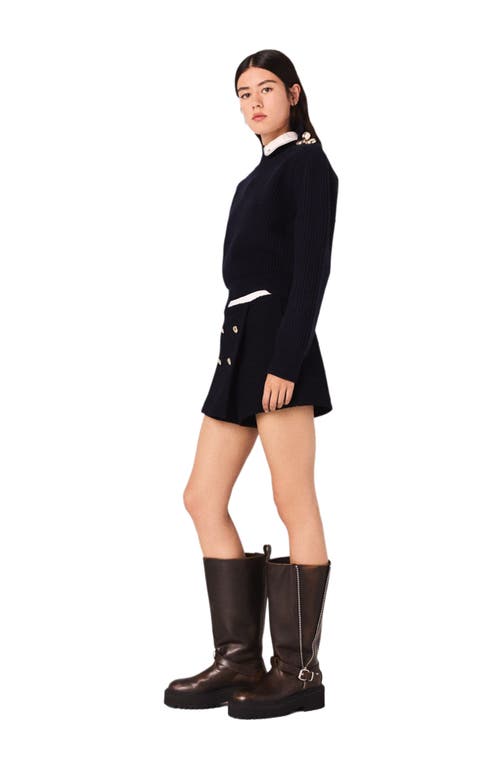 Maje Tweed Shorts With Contrast Band In Black