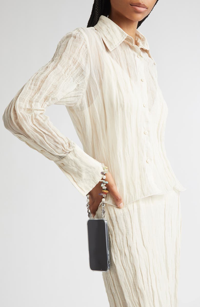 ossa African Opal & Pearl Wrist Strap for iPhone Case, Alternate, color, Primsa / Pearl