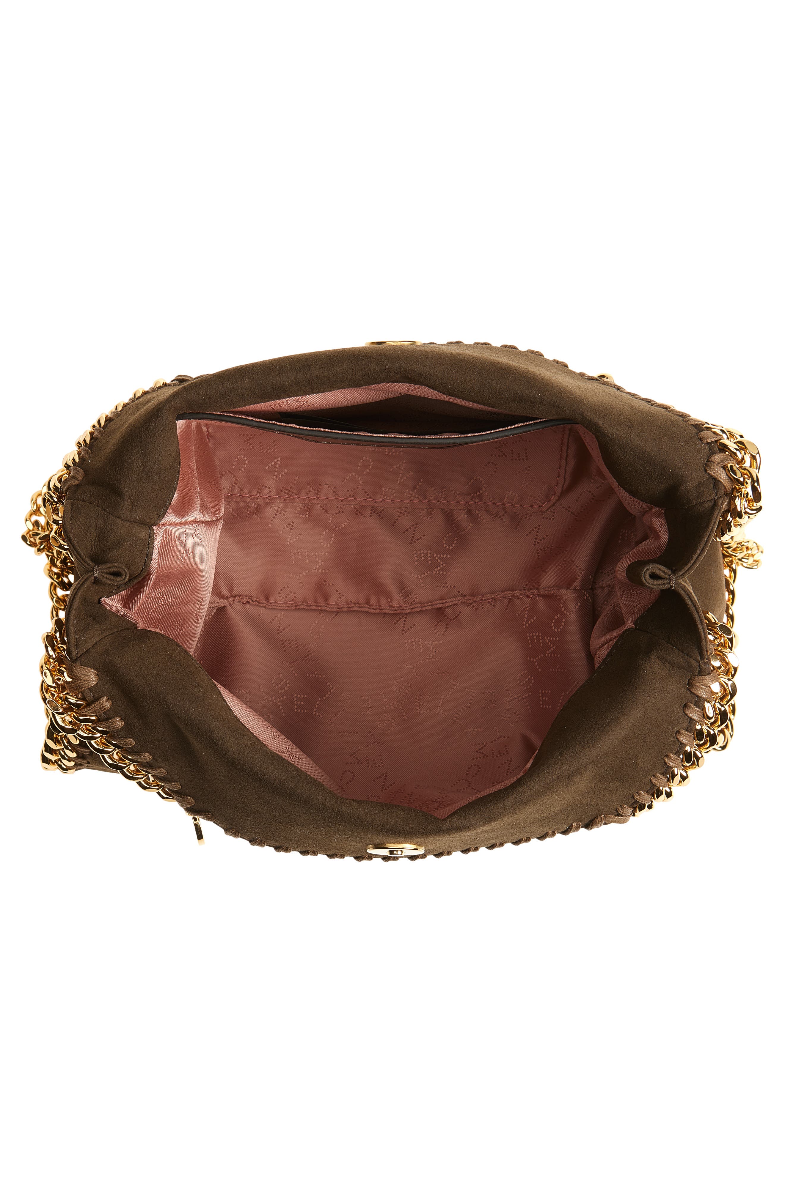 Stella McCartney Mini Falabella Faux Suede Crossbody Bag, Alternate, color, Moka
