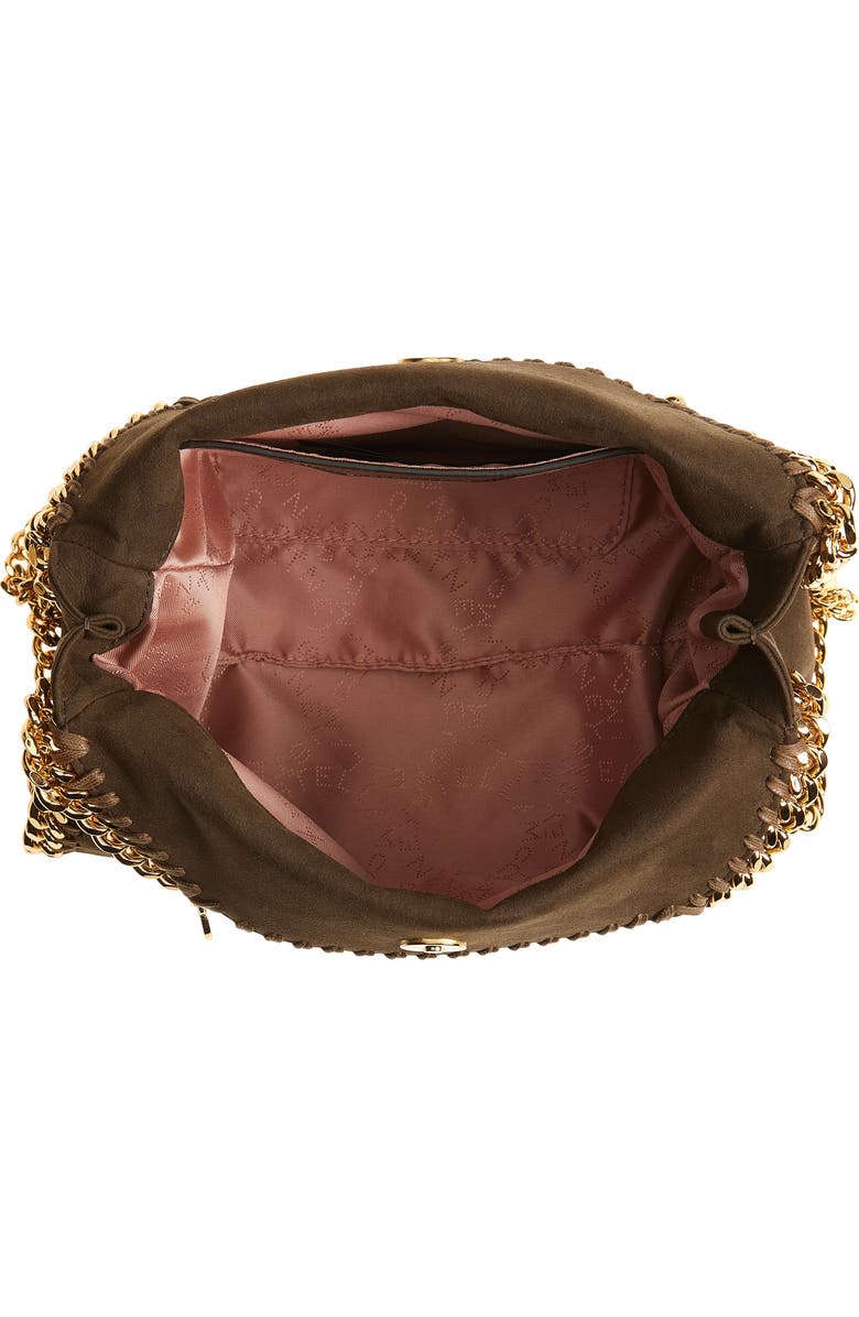 Stella McCartney Mini Falabella Faux Suede Crossbody Bag, Alternate, color, Moka
