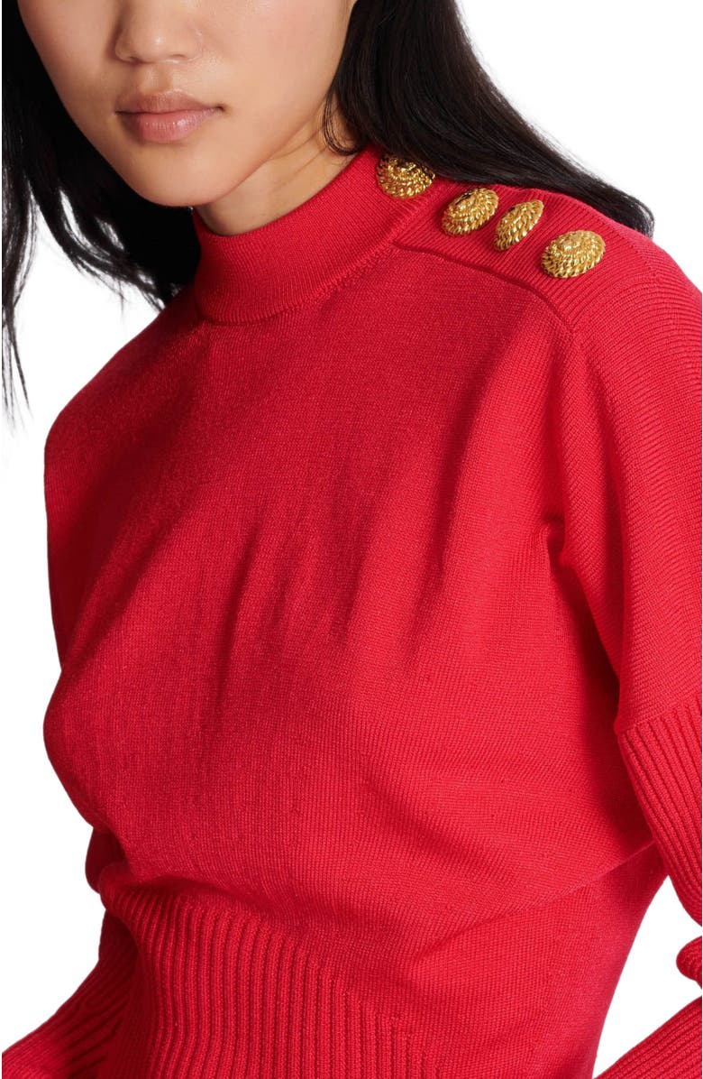 Balmain Flared knit short dress, Alternate, color, Pink