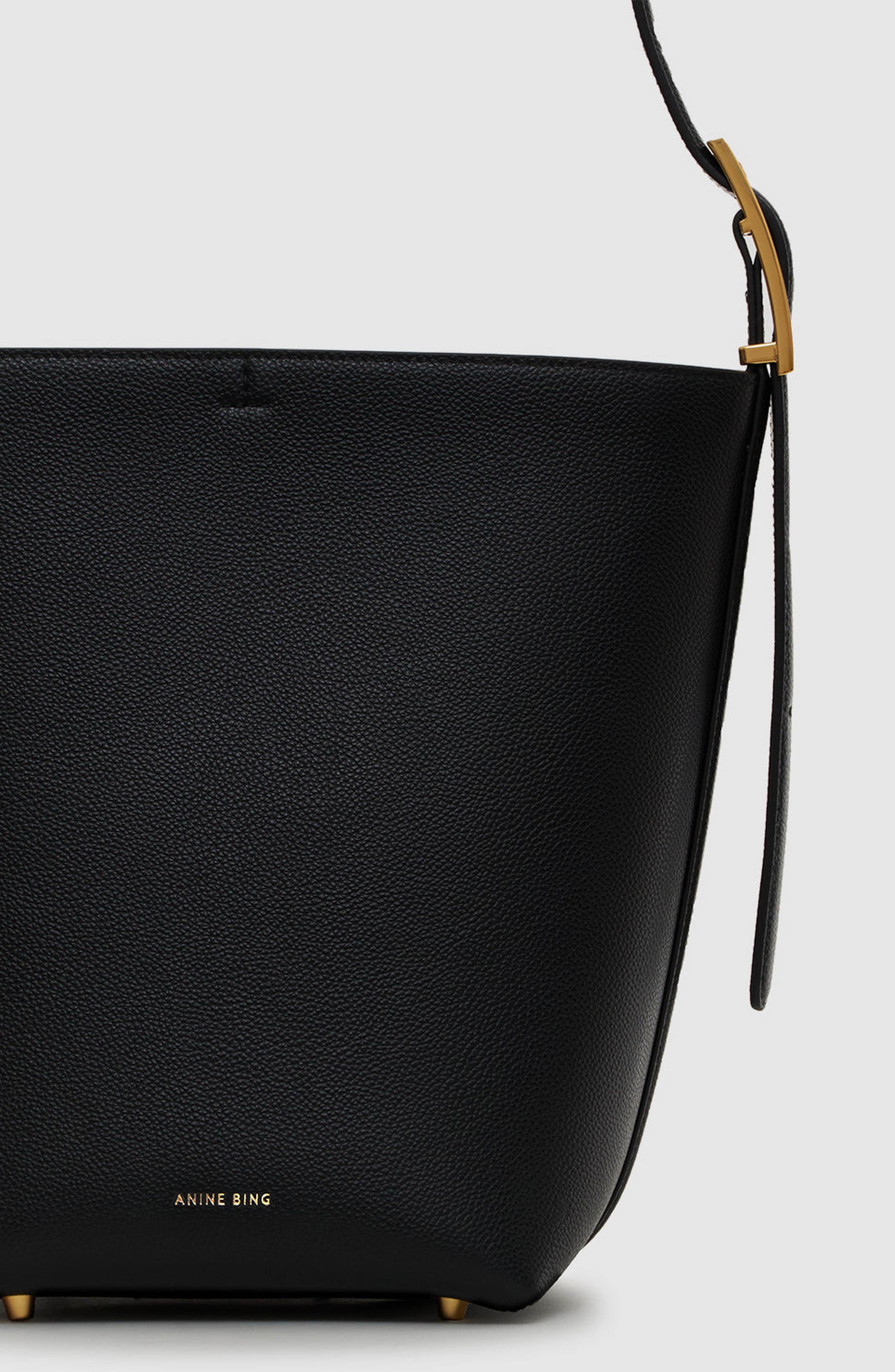 ANINE BING Elly Medium Bucket Bag Grained Leather, Alternate, color, Black