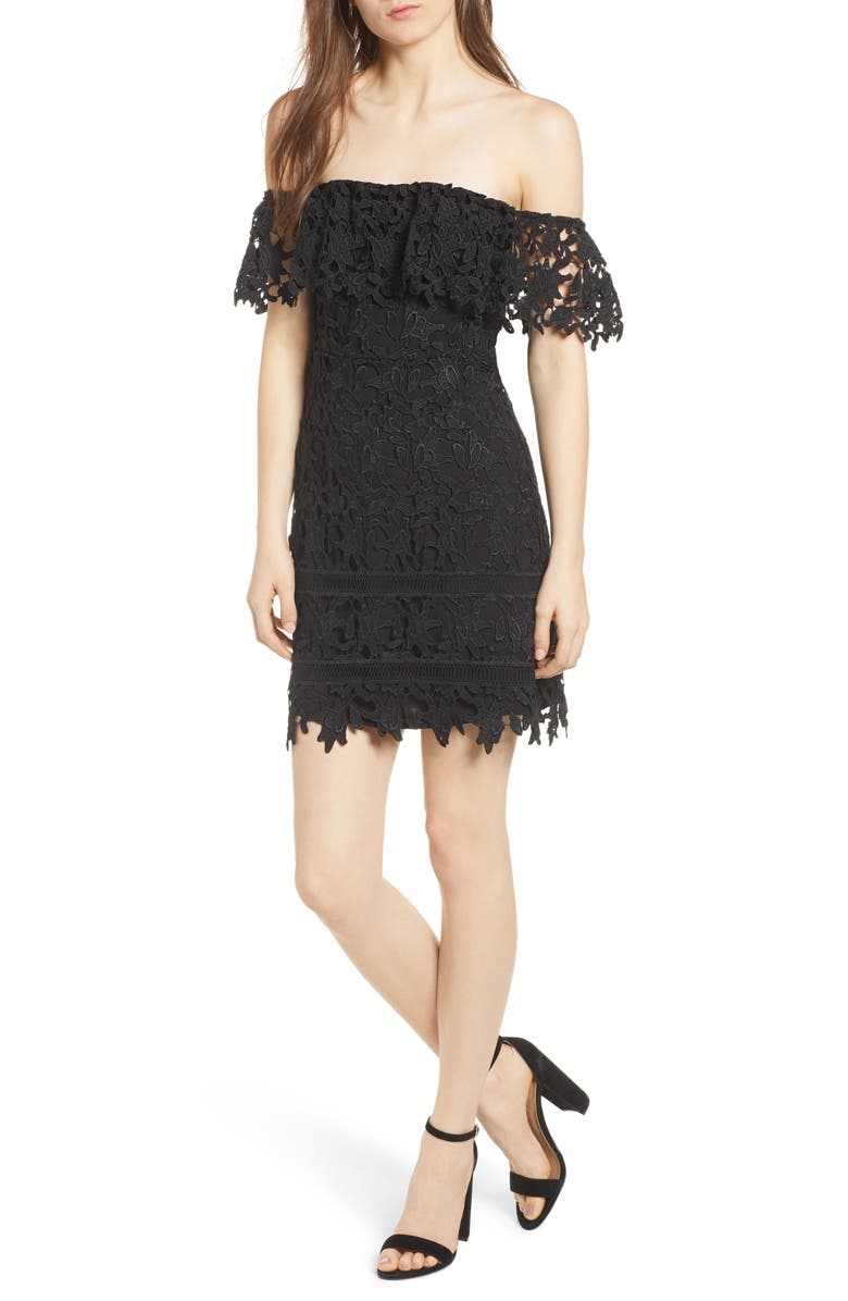 ASTR the Label Off the Shoulder Lace Minidress, Main, color, 