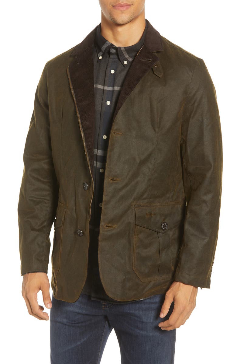 Barbour Lutz Water Resistant Waxed Cotton Jacket, Main, color, 