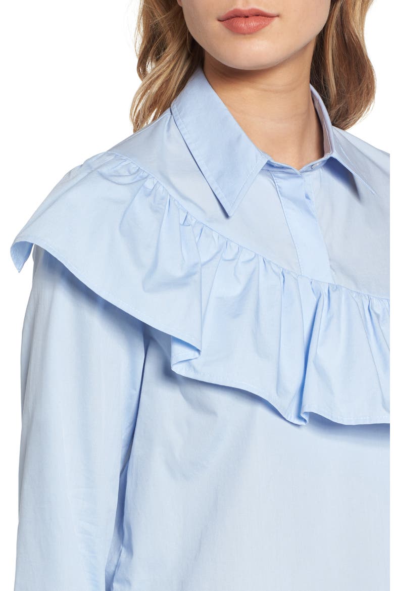 Asymmetrical Ruffle Blouse, Alternate, color, BLUE