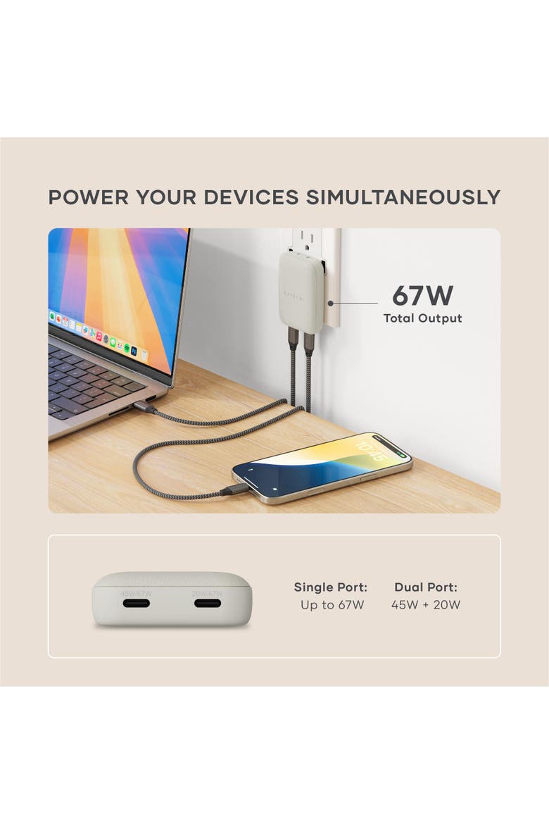 OntheGo 67W Slim Wall Charger, Alternate, color, Sand