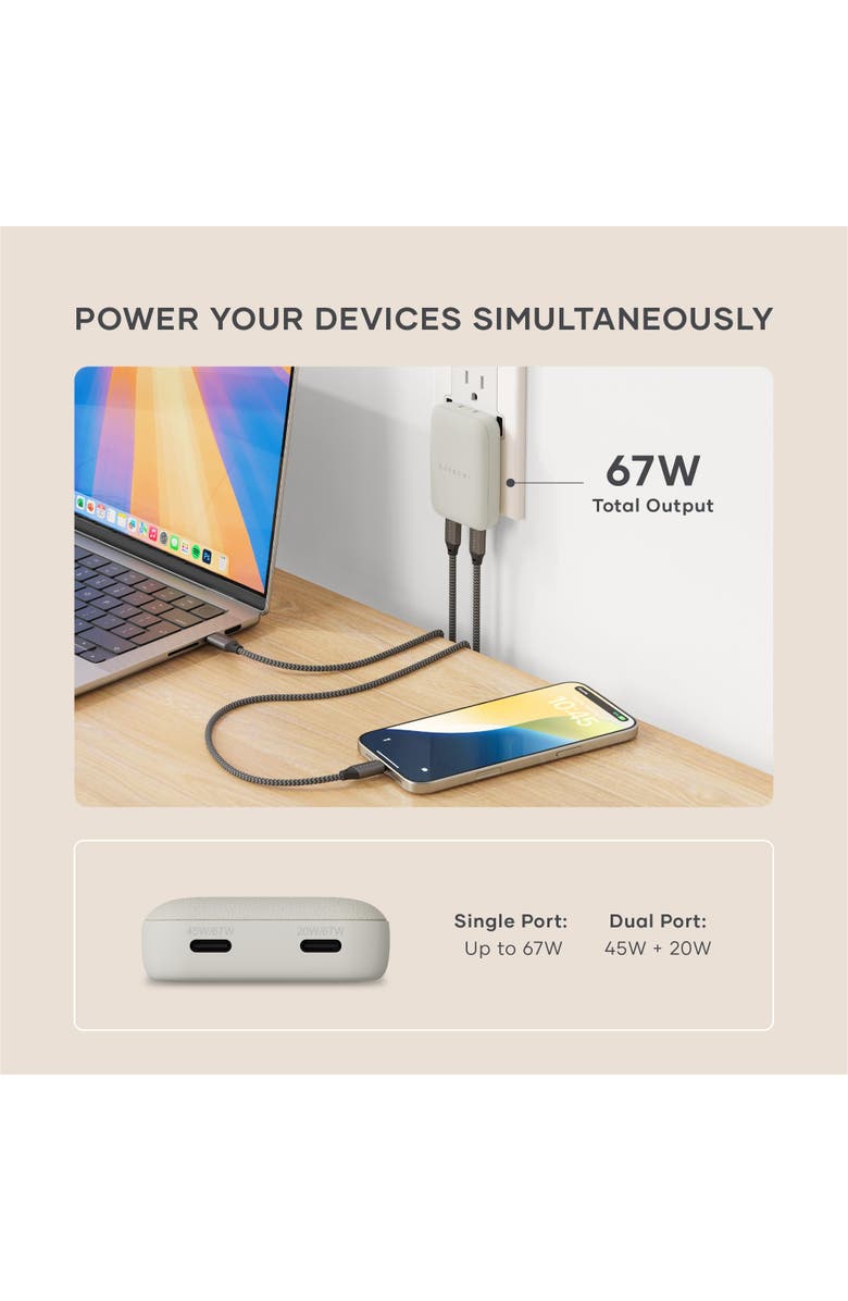 Satechi OntheGo 67W Slim Wall Charger, Alternate, color, Sand
