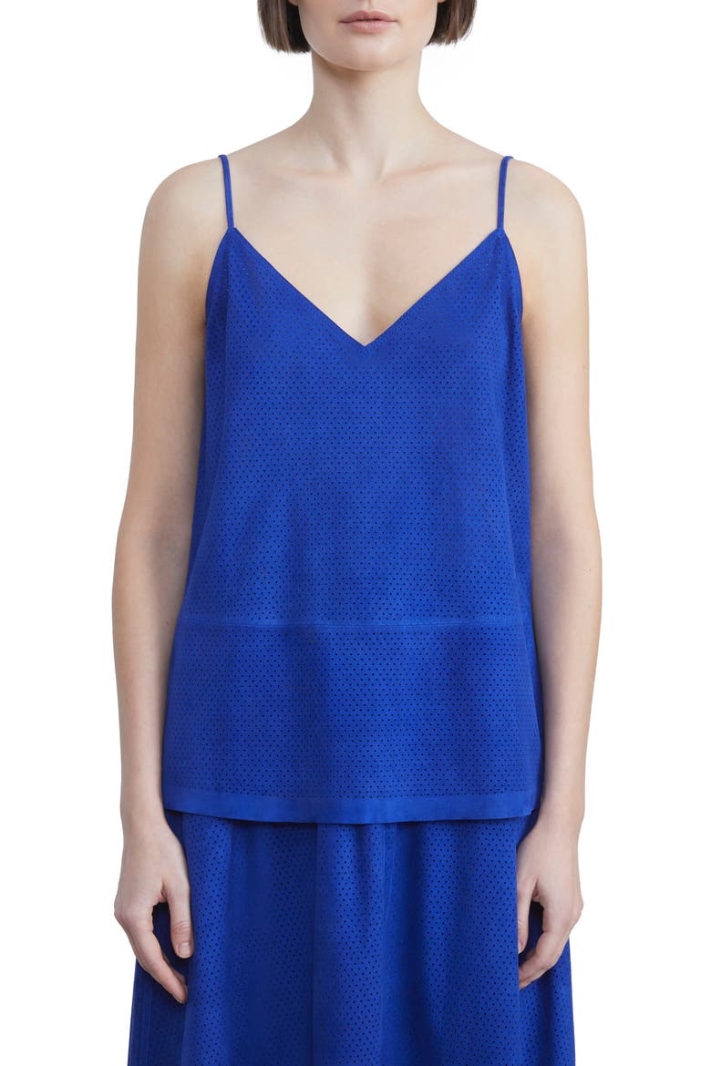 Eva Perforated Suede Camisole, Main, color, LAPIS BLUE