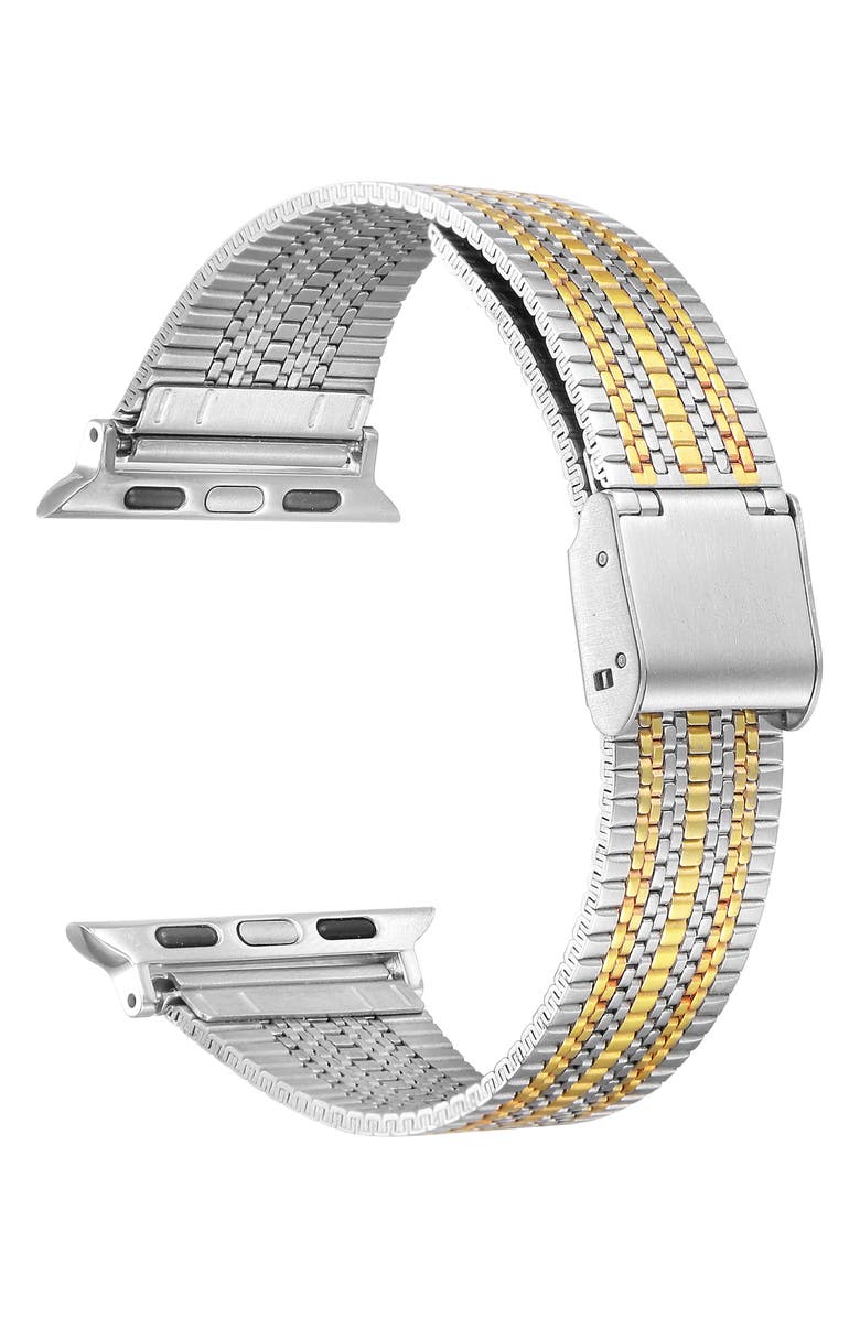 The Posh Tech Eliza Stainless Steel Apple Watch<sup>®</sup> Watchband, Alternate, color, Silver/ God