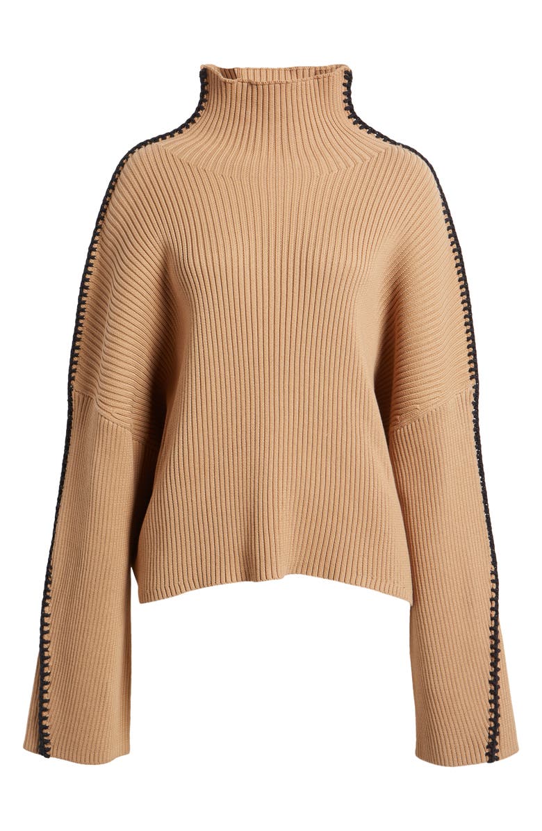 rag & bone Ally Whipstitch Detail Mock Neck Sweater, Alternate, color,