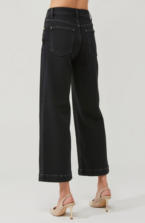 Modenaire High Waist Wide-leg Cropped Jeans With Clean Hem In Black