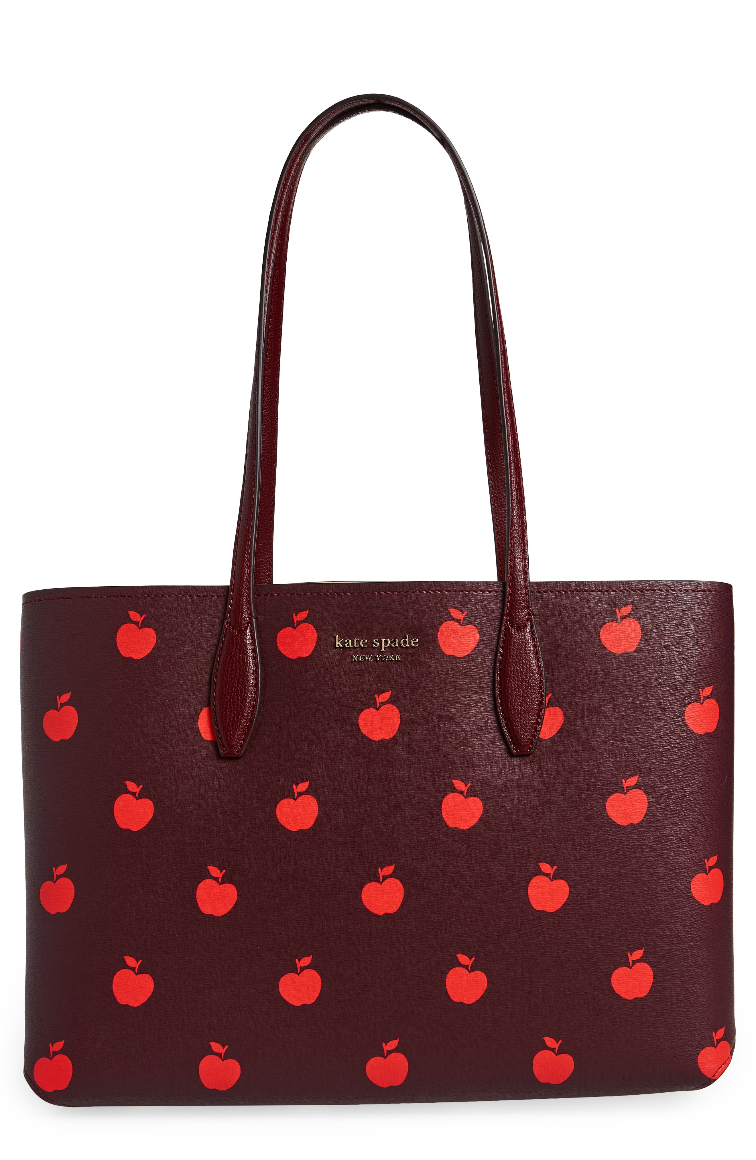 Kate Spade New York all day apple print tote bag, Main, color, 