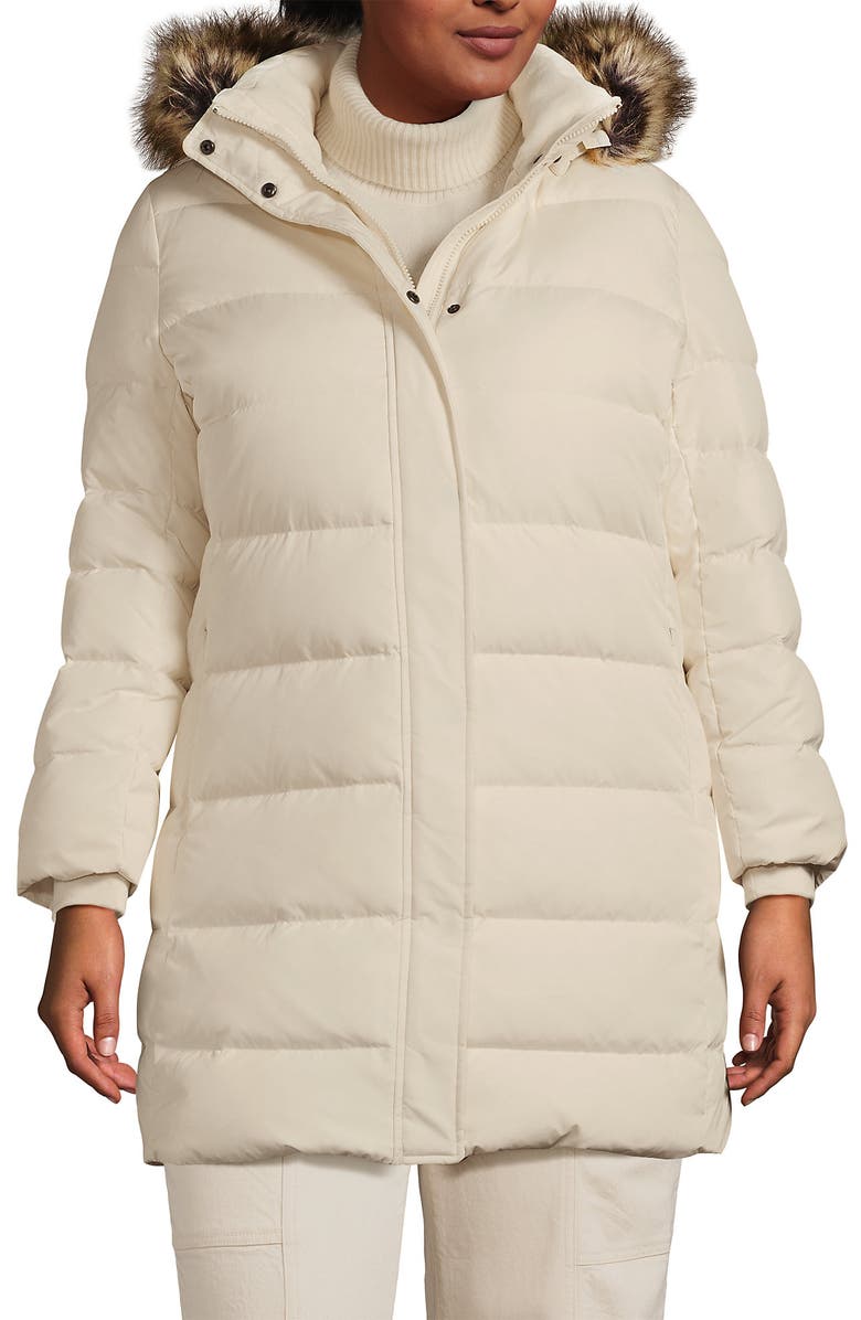 Lands' End Down Winter Coat, Main, color, Ivory Pearl