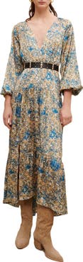 maje Ritache Floral Print Belted Dress